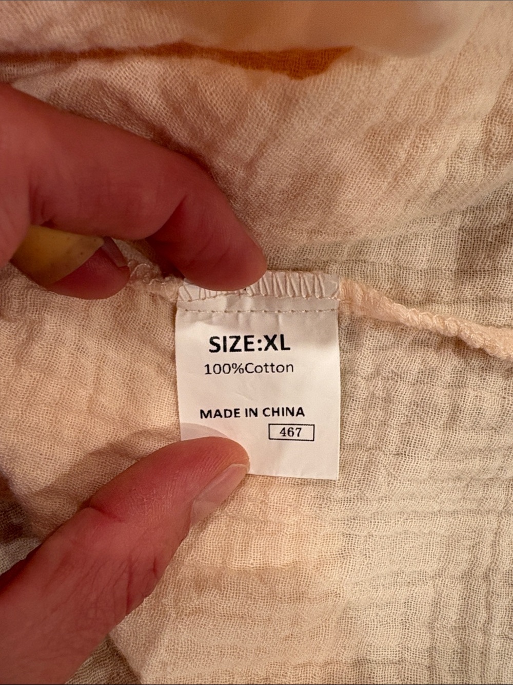 Cotton Gauze Henley Top - Light Blush Peach - Picture 3 of 3